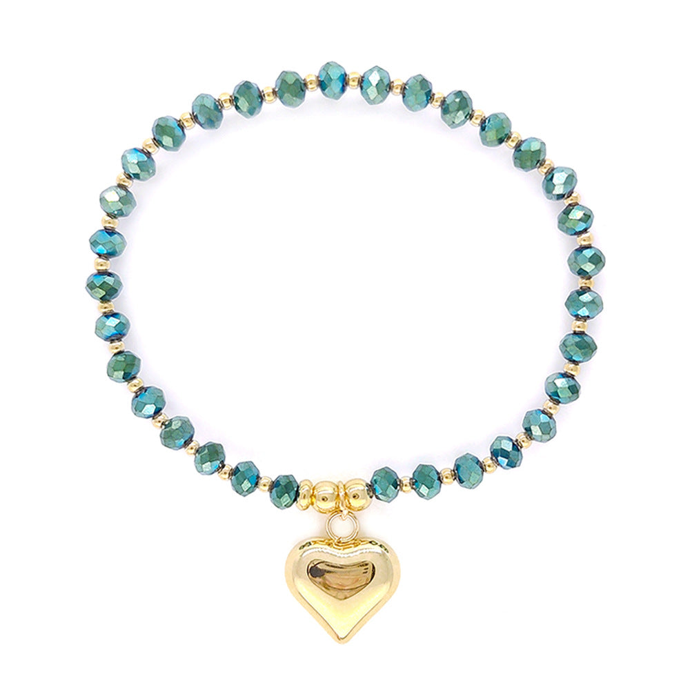 Wholesale Crystal Beaded Braided Bracelet Multi-layered Love Pendant Layered Bracelet Set ACC-BT-Qiqi016