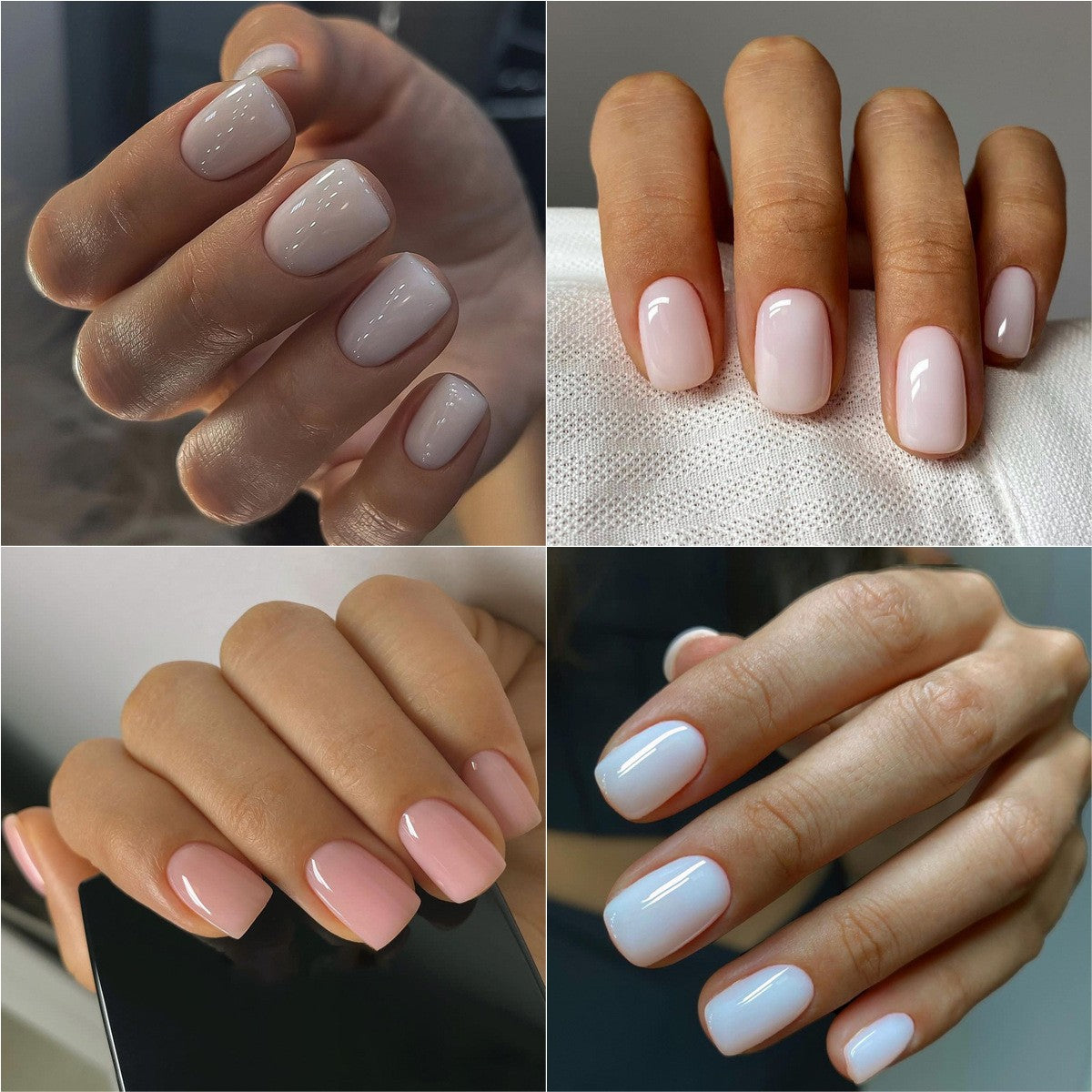 Wholesale 24pcs/box Glitter Nail Stickers Solid Color Rectangle Wearable Nail Press-On Nail Set ACC-NS-HaoYi029