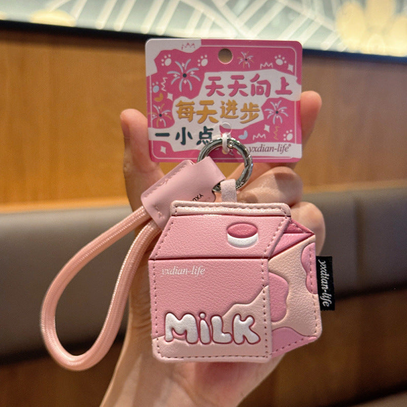Wholesale Leather Cartoon Food Keychain Milk Box Pineapple Bun Toast Pendant Stylish Car Key Accessory Gift For Birthday