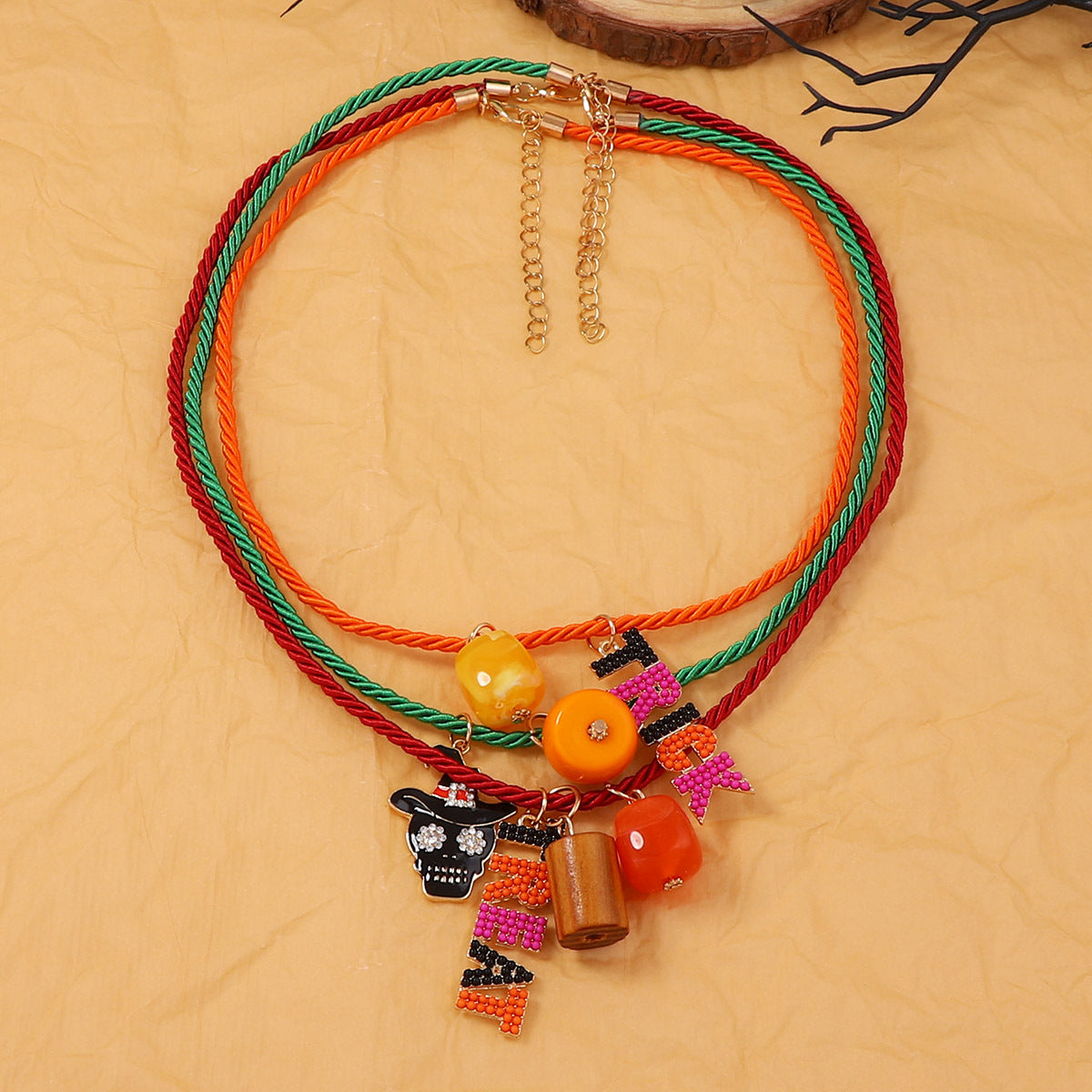 Wholesale  alloy rice bead letter oil drop skull necklace