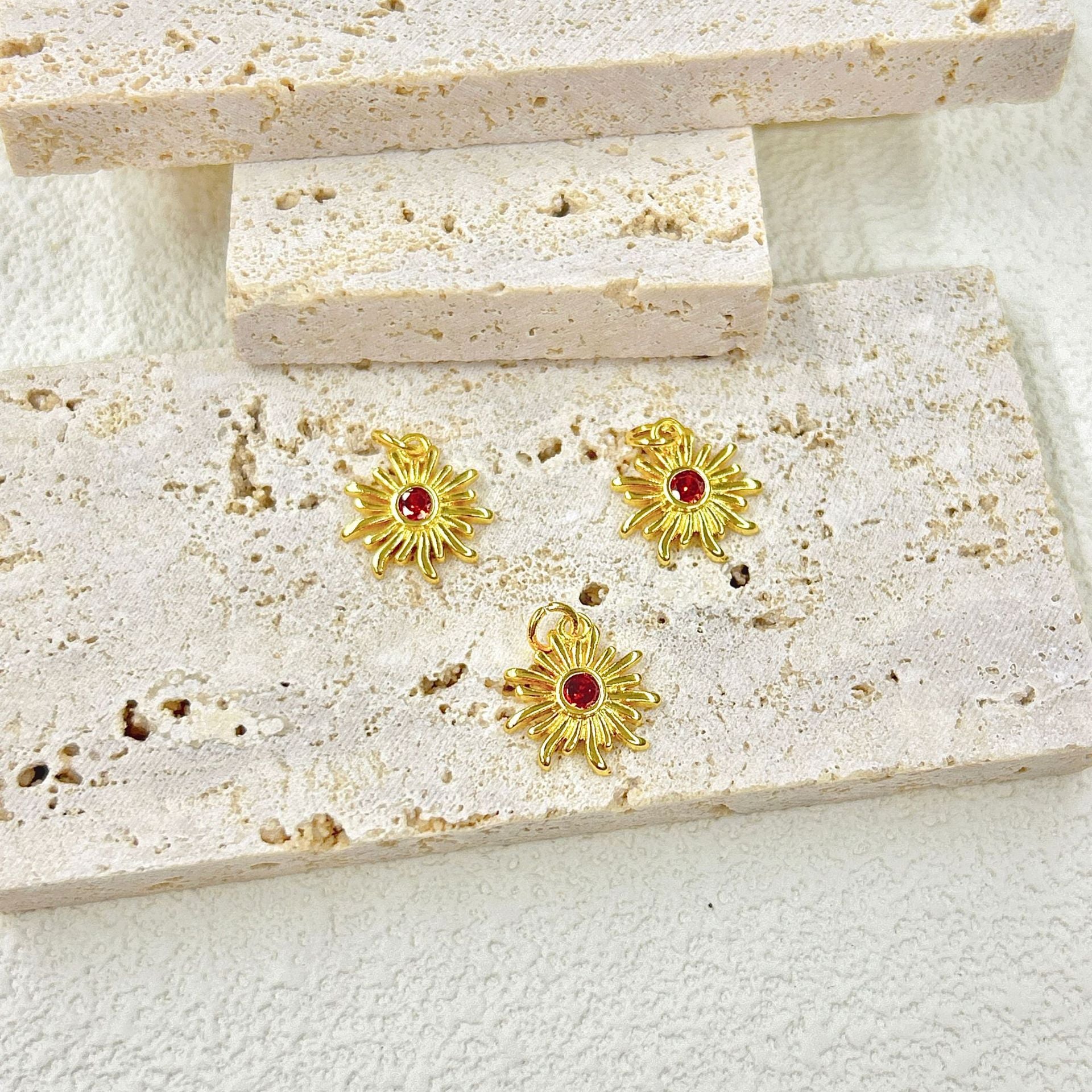 Wholesale Sunflower inlaid with colorful zirconium DIY pendant
