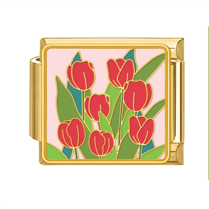 Wholesale 9mm Italian Charm Starter Bracelets DIY Flower Stainless Steel Composable Bracelet