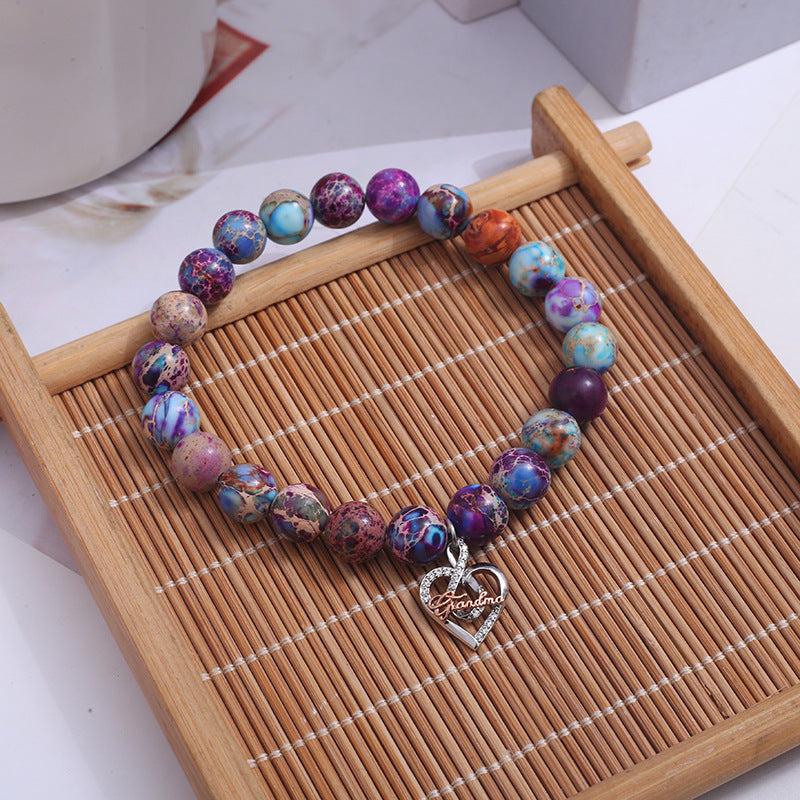 Wholesale Colorful Emperor Stone Bracelet Love Pendant Bracelet Heart Bracelets ACC-BT-Yima010