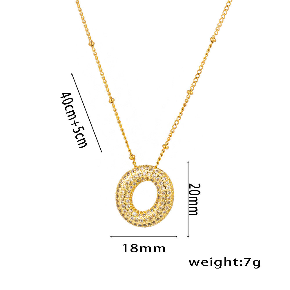 Wholesale Rock Sugar Zircon English Letter Necklace Titanium Steel Necklace ACC-NE-NaBao001