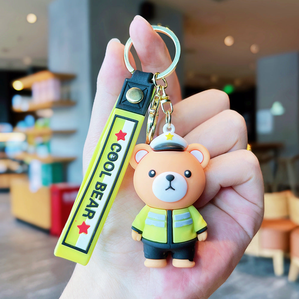 Wholesale Cute Cartoon Police Bear PVC Keychains ACC-KC-ErLu023