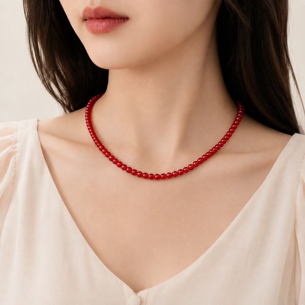 Wholesale Stylish White Faux Pearl Necklace For Women Elegant Cheongsam Collarbone Chain Gift Jewelry Accessory