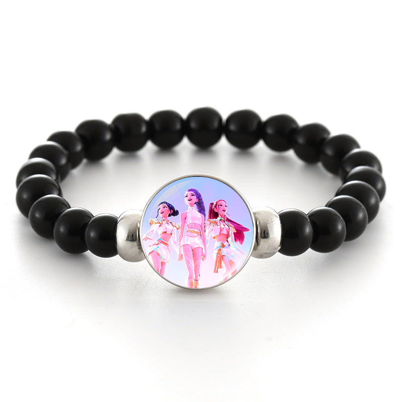Wholesale kpop anime bracelet black beaded bracelet