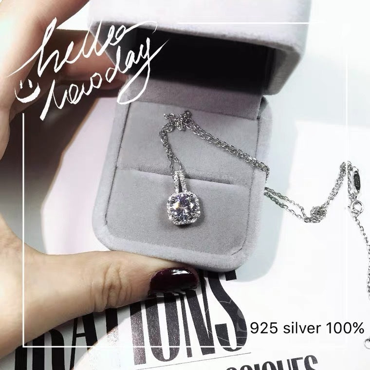 Wholesale  geometric zircon Pearl T-shaped buckle necklace