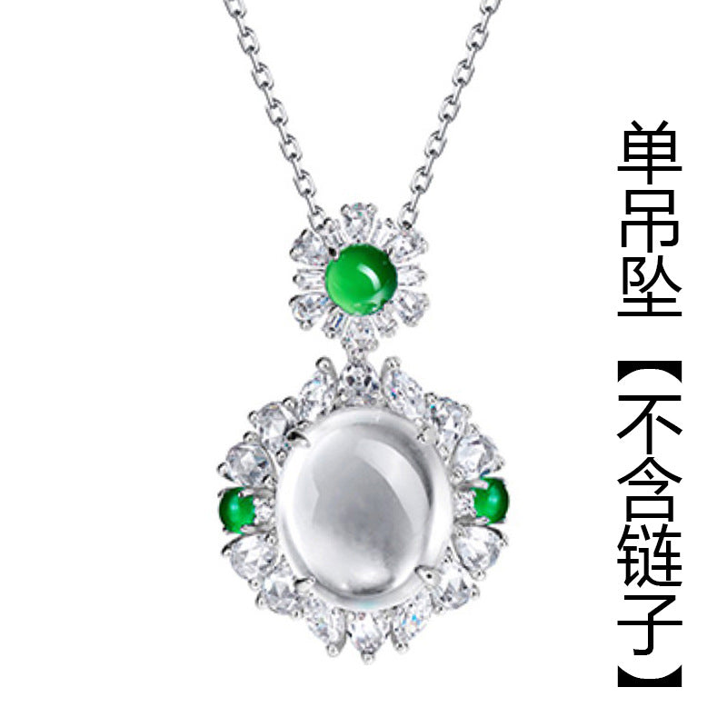 Wholesale Natural Ice Transparent Green Chalcedony Gray Agate White Jade Full Diamond Open Rings ACC-RS-KaLuoqi001