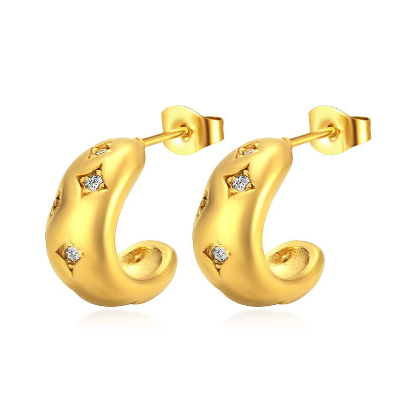 Wholesale  sticky diamond stainless steel earrings