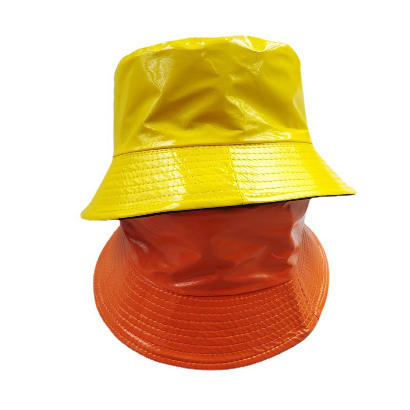 Wholesale  Leather Fisherman Hat Multicolor Trendy Sunscreen Waterproof Basin Hat Bucket Hat