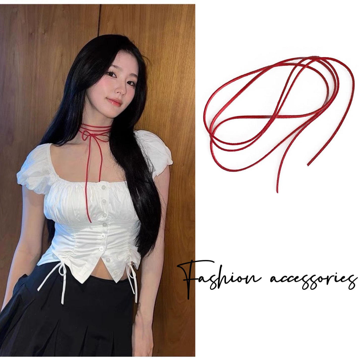 Wholesale simple lace bow choker collar  long leather rope neck accessories