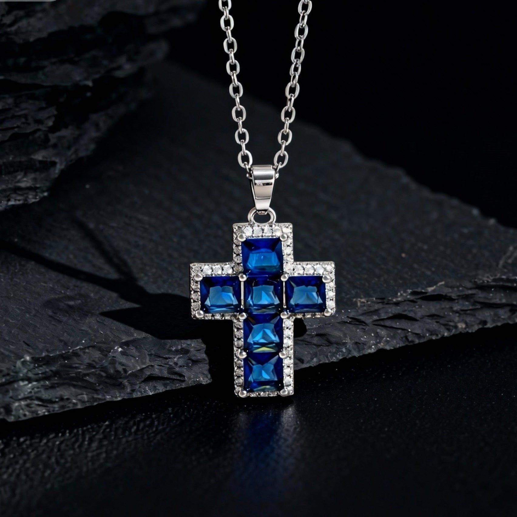 Wholesale Full Zircon Cross Pendant Necklace In Hip Hop Style Electroplated Copper Trendy Fashion Accessory For Daily Wear Or Gifting