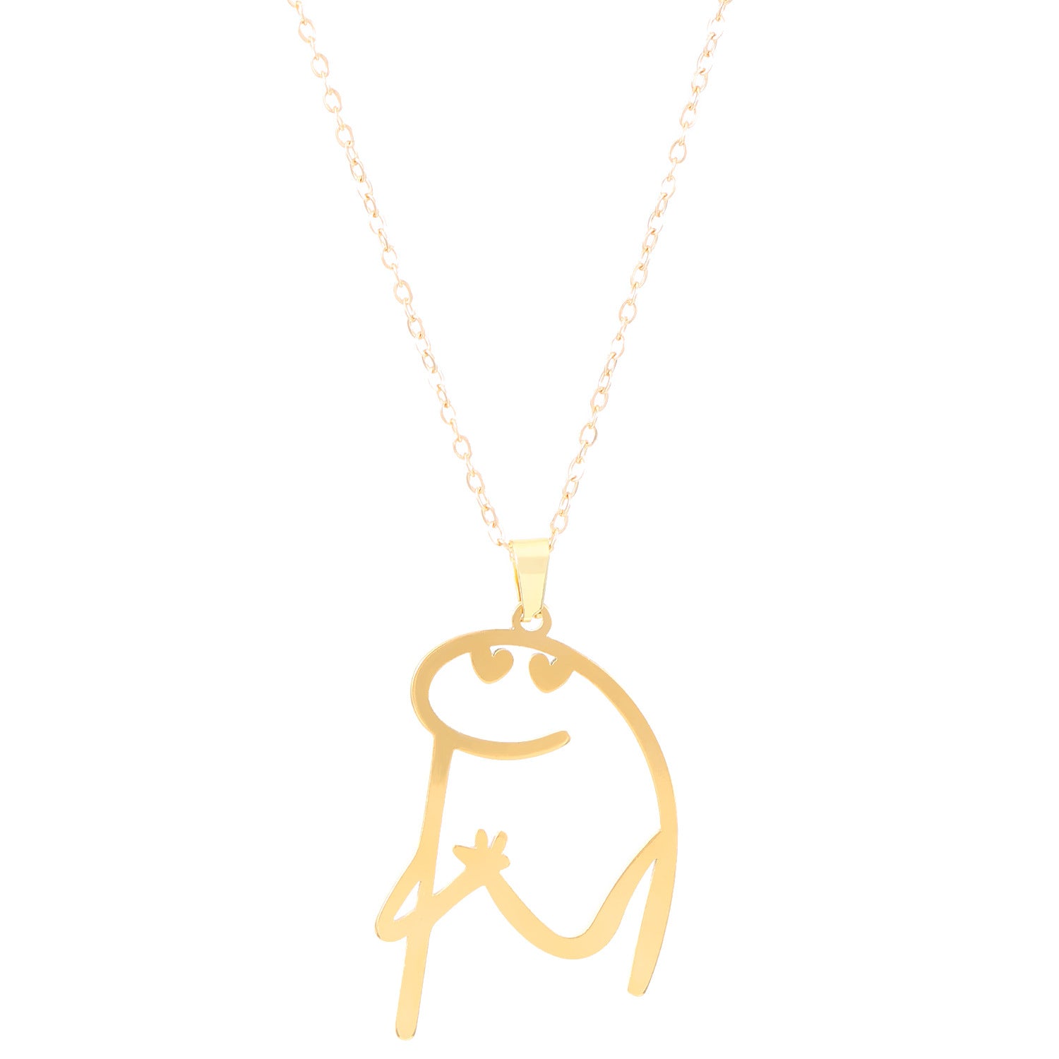 Wholesale Funny Cute Cartoon Character Gold Stainless Steel Necklace