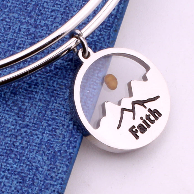 Wholesale  stainless steel Faith Faith mountain mustard seed bracelet