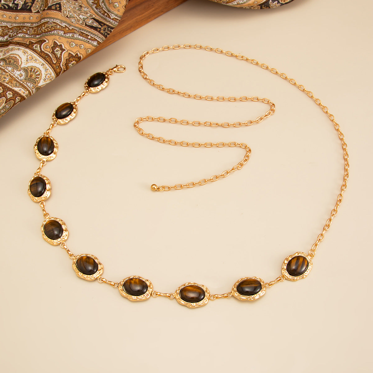 Wholesale vintage gradient resin cat-eye gemstone waist chain