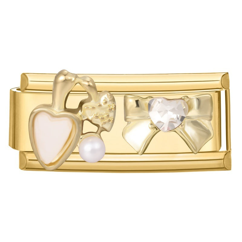 Wholesale Stainless Steel DIY Modular Bracelet Set Gold Rhinestone Butterfly Pearl Jewelry Accessory