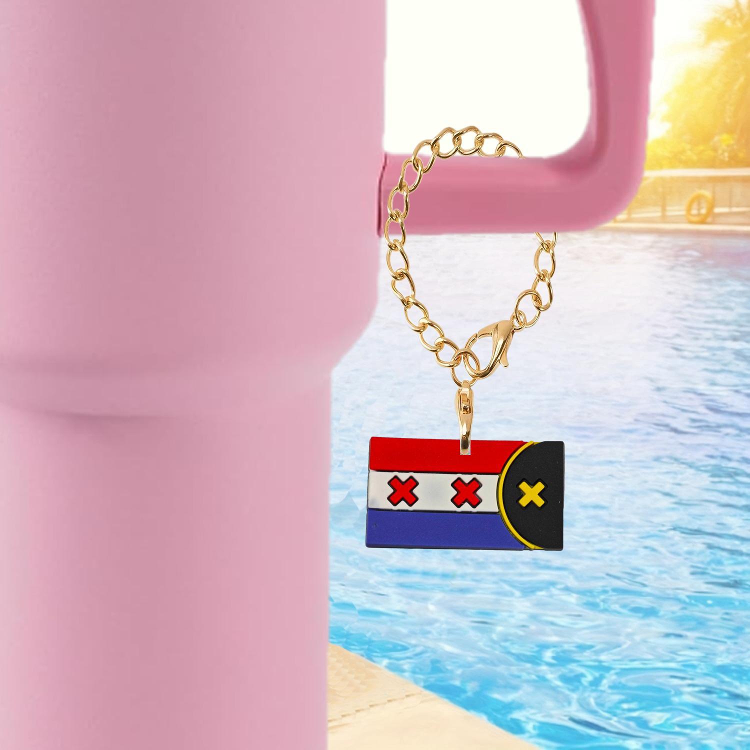 Wholesale National Flag Series Soft Rubber Hanging Chain Cup Accessories Chain ACC-CA-XieJi012