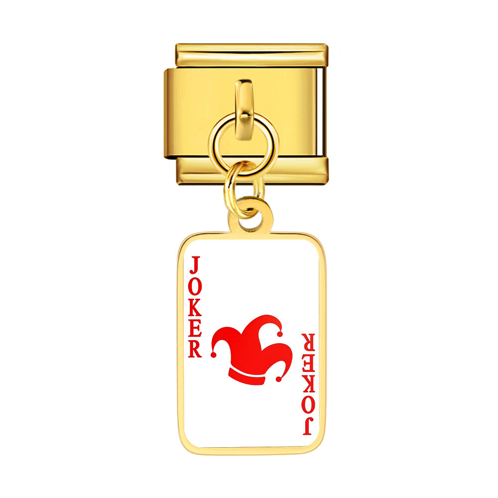 Wholesale Trendy Playing Card Pendant Stainless Steel Bracelet Fashion Accessory For Boutique Resale
