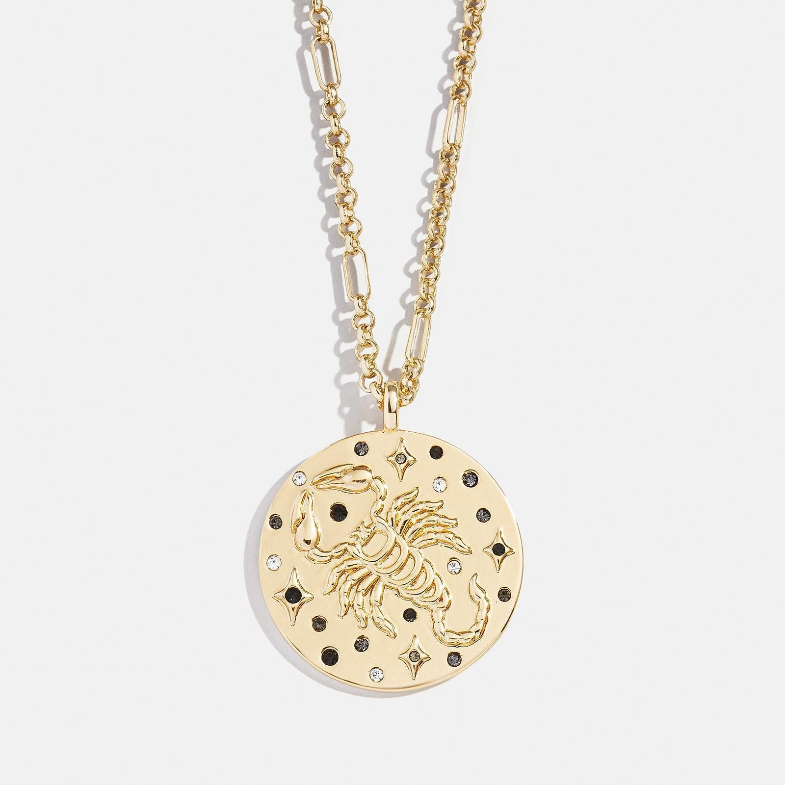 Wholesale Round 12 Zodiac Signs Full Diamond Coin 12 Zodiac Signs Necklace