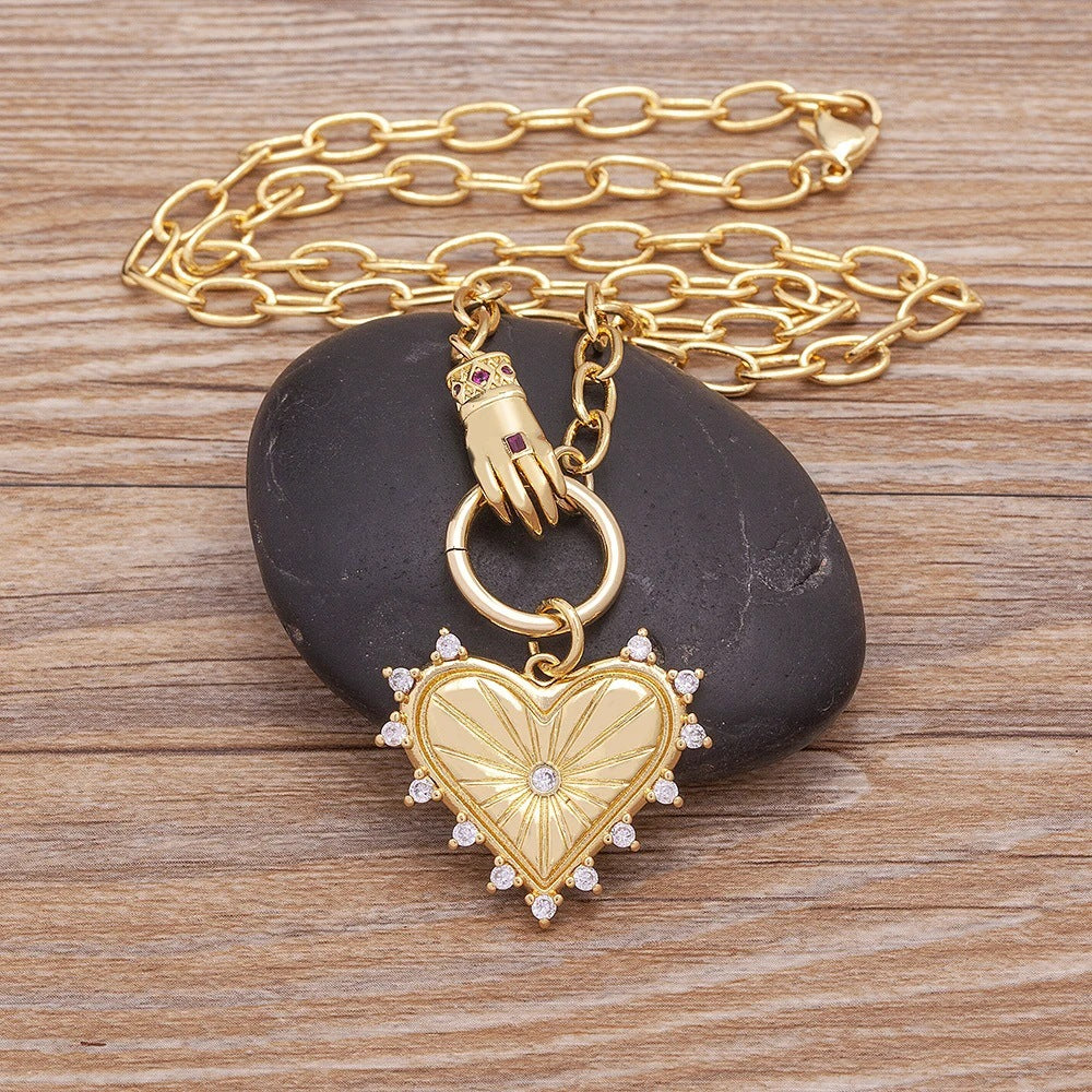 Wholesale  Love Diamond Hand Pendant Light Luxury  Necklace