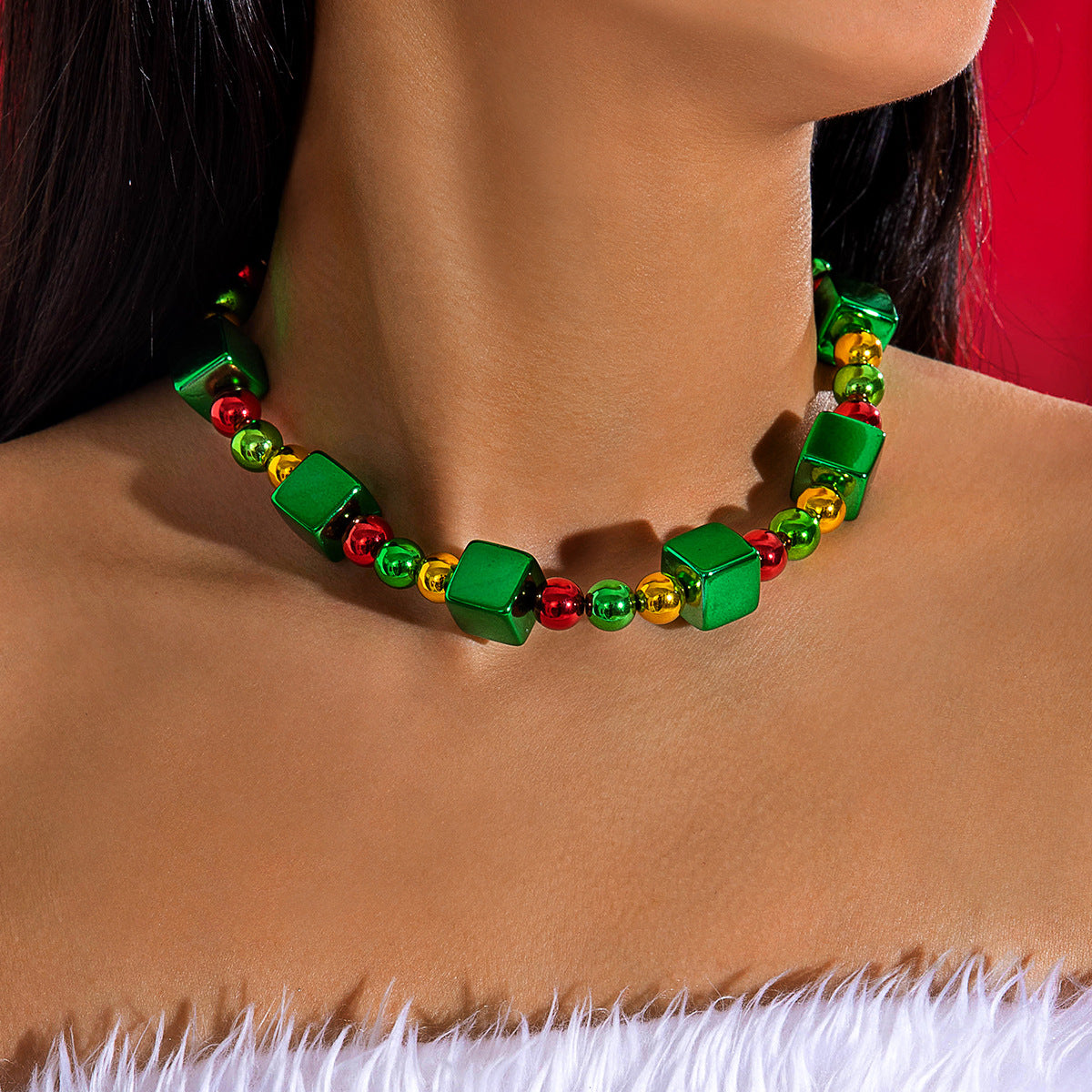 Wholesale Color Pumpkin Knot Beaded Clavicle Chain  Christmas Necklace