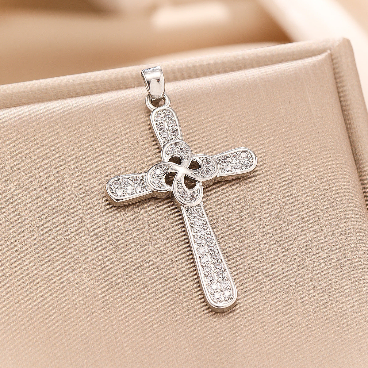 Wholesale Copper Inlay Zircon  Chain Cross Necklace