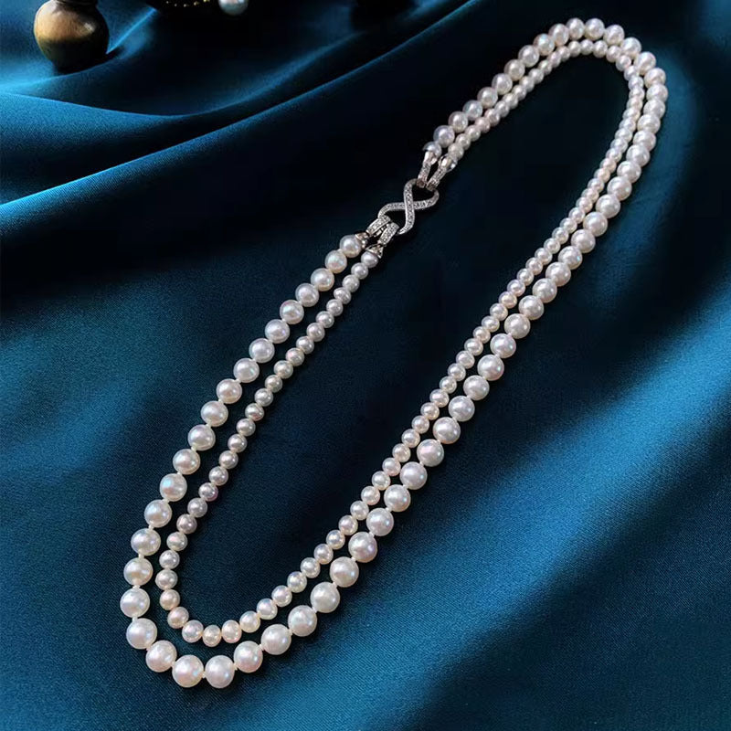 Wholesale Double-layer folded  pearl necklace