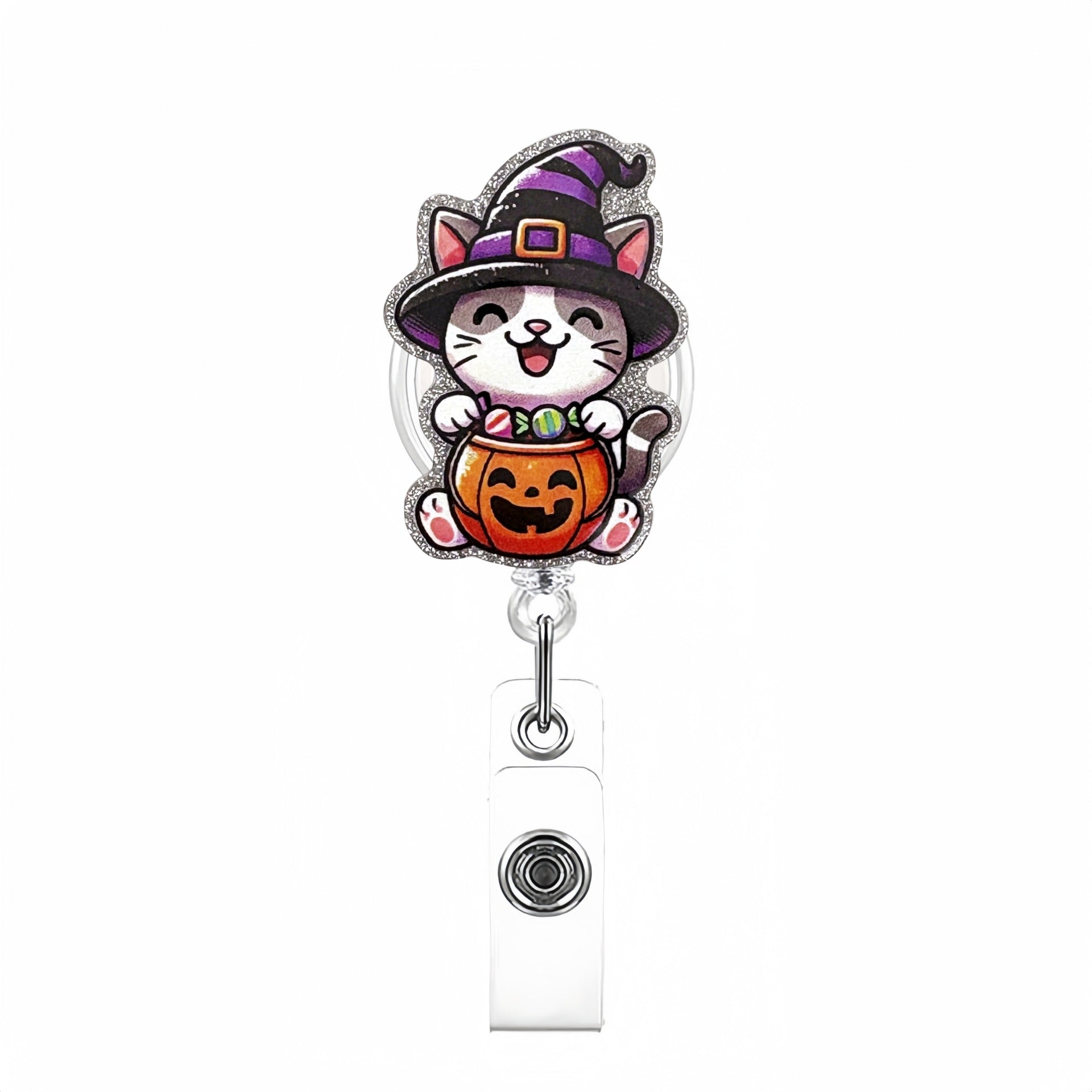 Thème animal en gros acrylique rétractable enroule des badges de trousseau rétractable