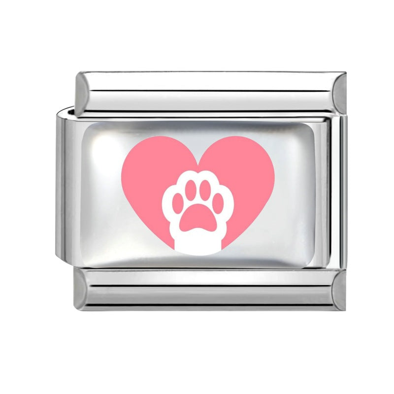 Wholesale Stainless Steel Paw Print Heart Charm For DIY Bracelet Jewelry Making