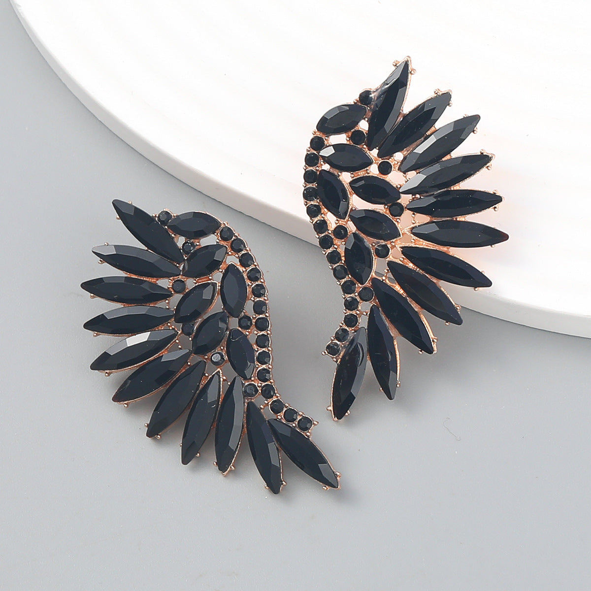Wholesale Exaggerated Angel Wings Earrings Shiny Alloy Jewelry Accessory for Women