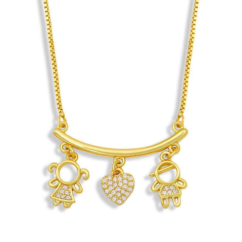 Wholesale Cute Boys and Girls Micro Set Zircon Pendant Copper Necklace ACC-NE-AS006