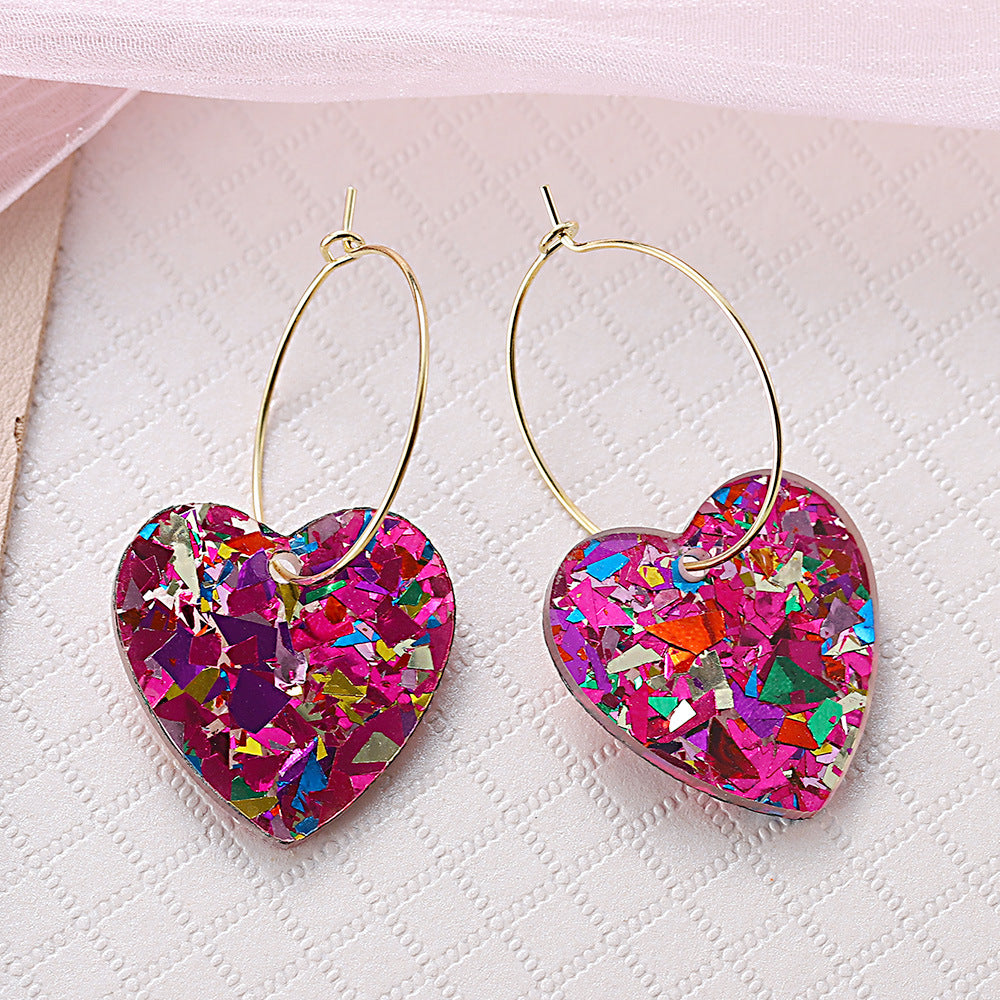 Wholesale  Valentine's Day Luxury Love Sequins Acrylic Earrings