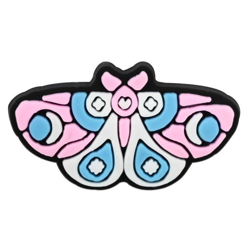 Wholesale   Random 100pcs Colorfulful Moth Series PVC Soft Rubber Shoe Buckle Decoration