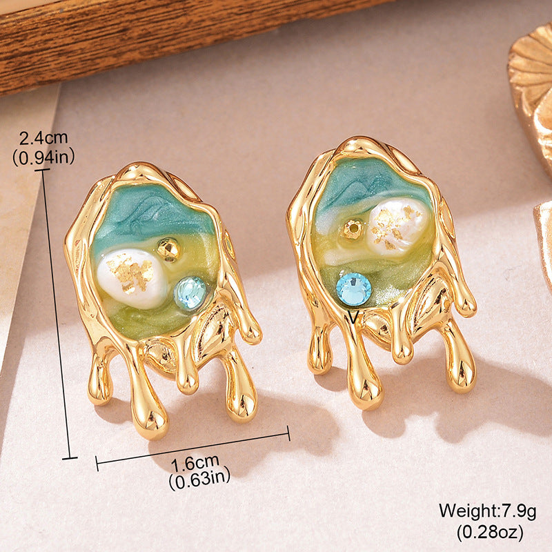 Wholesale Baroque Natural Pearl 925 Silver High-End  Earrings