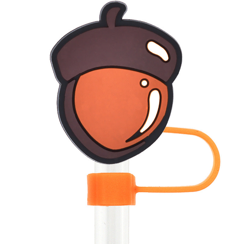 Wholesale Random 100pcs Thanksgiving 10mm Soft Glue Straw Plug Straw Tube Cap ACC-SCR-RYY069