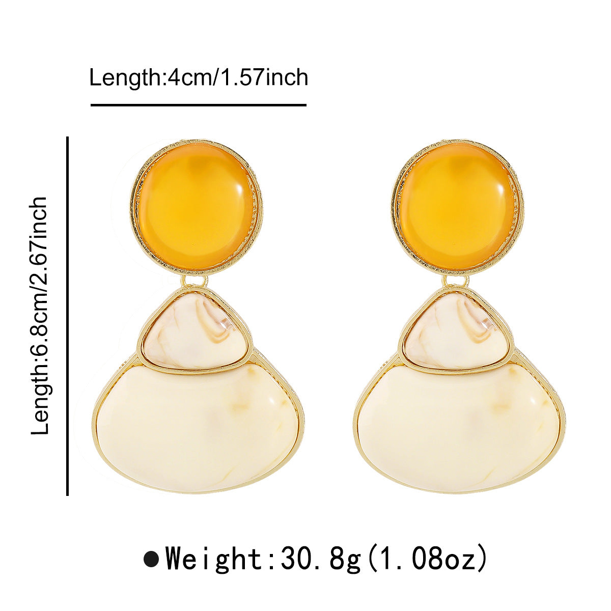 Wholesale contrast color geometric triangle earrings