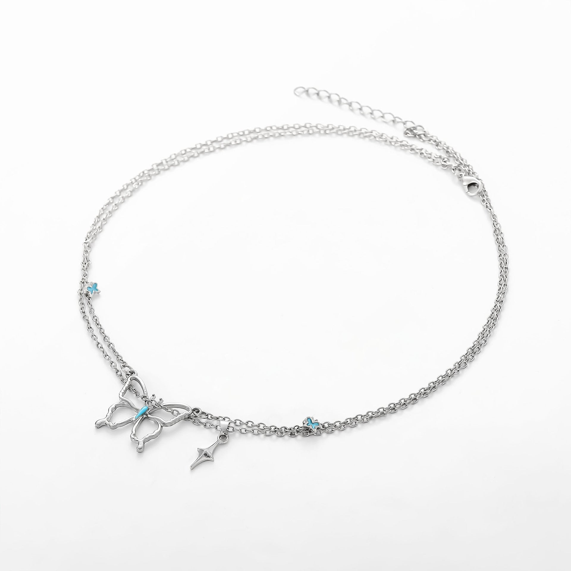 Wholesale necklace fashion hollow oil butterfly double-layer necklace