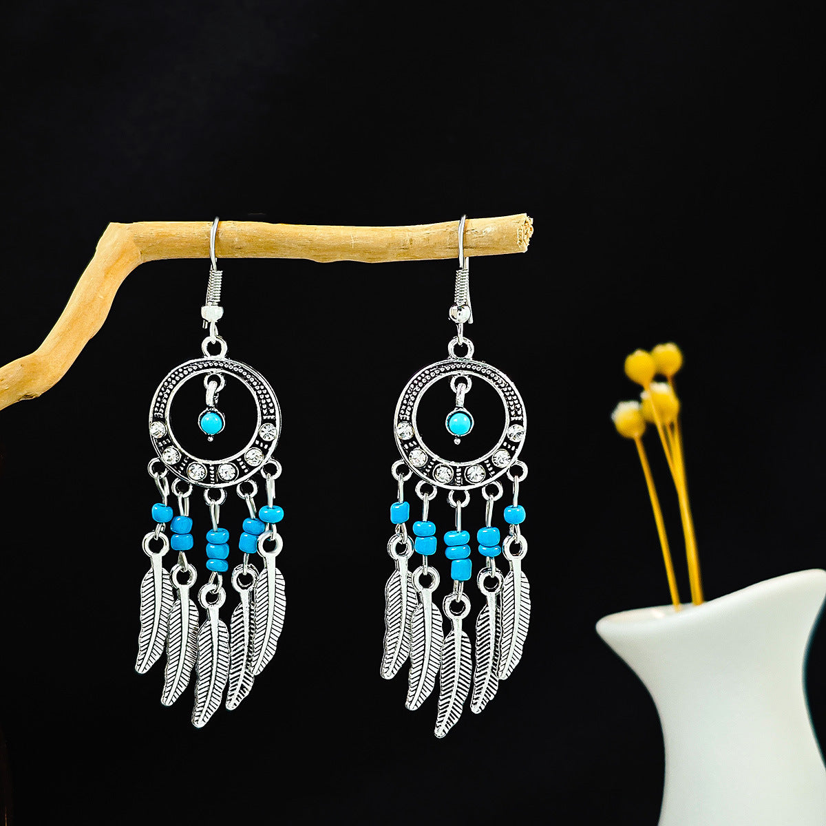 Wholesale Alloy Drop Earrings,  Red Tassel Bohemian Style,  Boutique Resale Jewelry Accessory