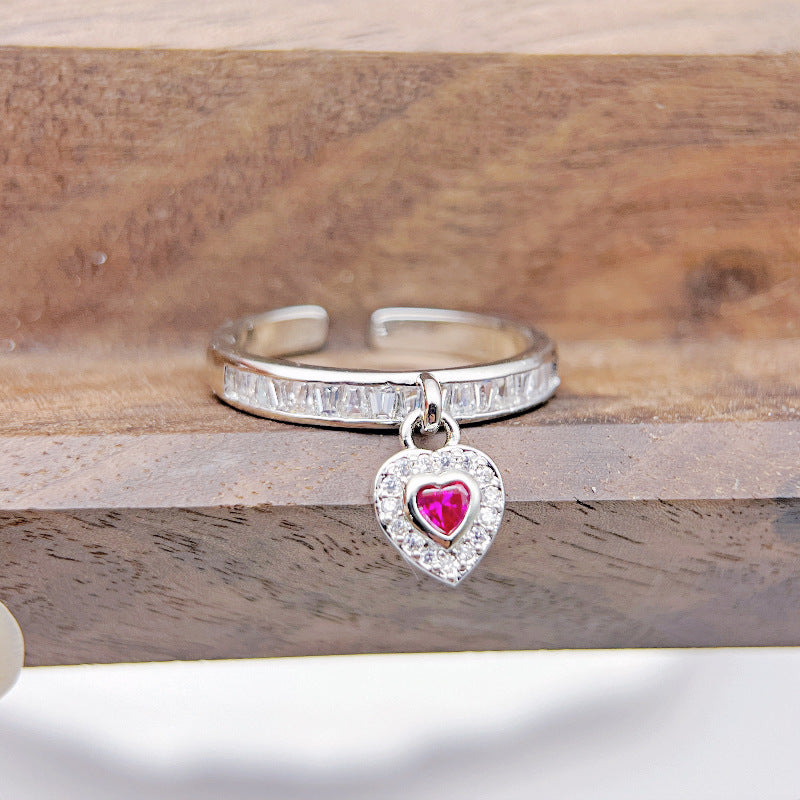 Wholesale Light Luxury Zircon Heart Open Rings ACC-RS-YXY032