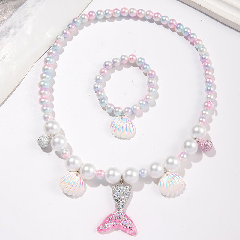 Wholesale  Children Mermaid Tail Necklace Bracelet  Jewelry suit