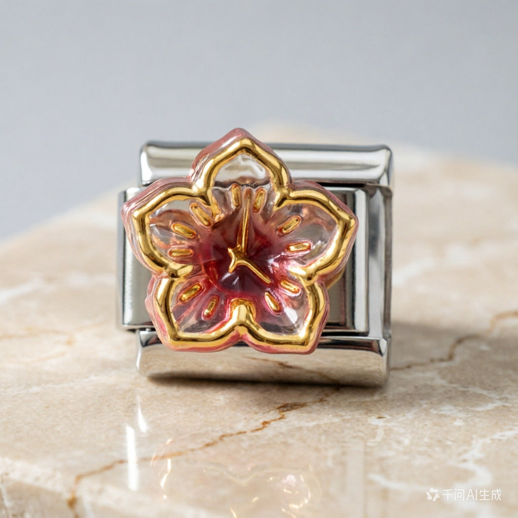 Wholesale Floral Italian Charm Bracelet Stainless Steel DIY Jewelry Accessory for Boutique Resale