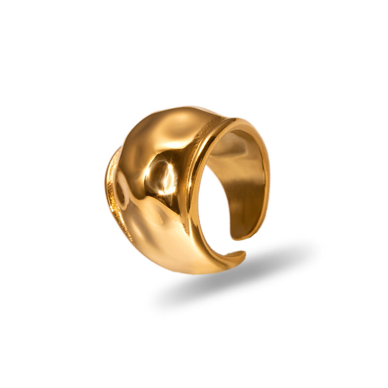 Wholesale 18k gold plated stainless steel smooth spiral pattern hammer pattern open ring