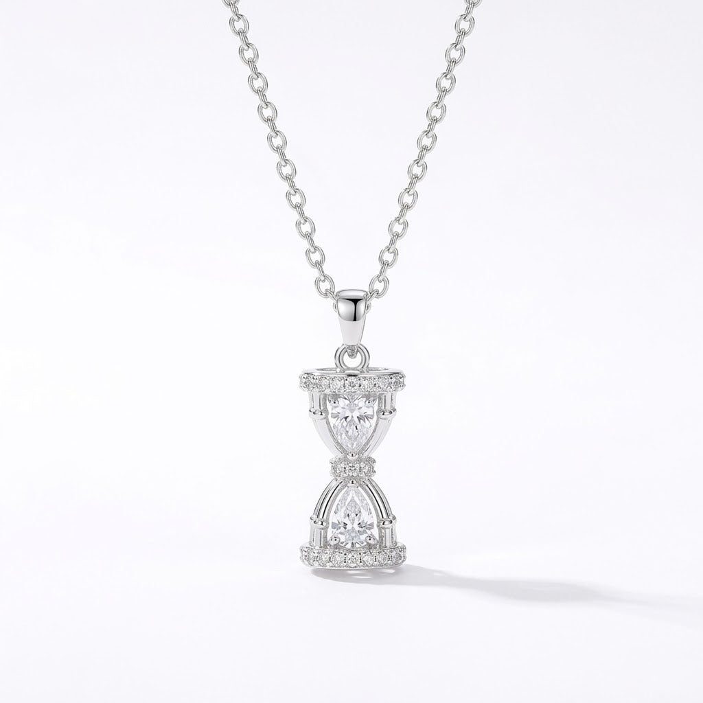 Wholesale Gold Plated Zircon Hourglass Pendant Necklace Fashion Accessory Gift