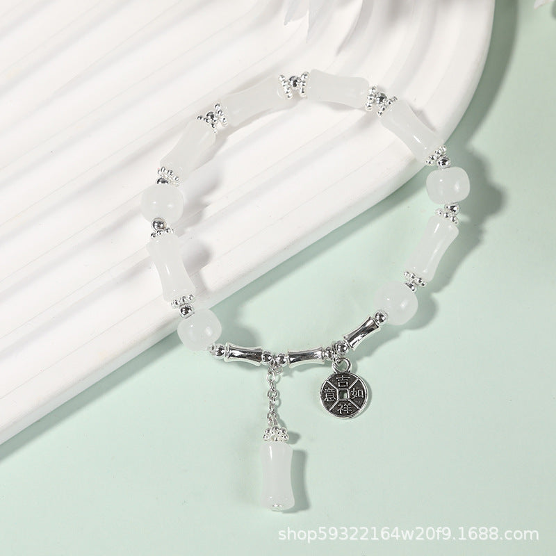 Wholesale New Chinese National Style Bamboo Section Beaded Bracelet,  Glazed Handmade Jewelry,  Travel Souvenir Gift for Women
