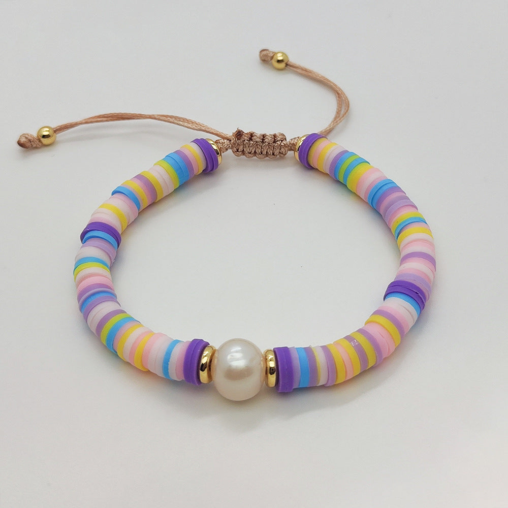 Wholesale bohemian beach style colorful soft clay beaded bracelet ACC-BT-Qiqi003