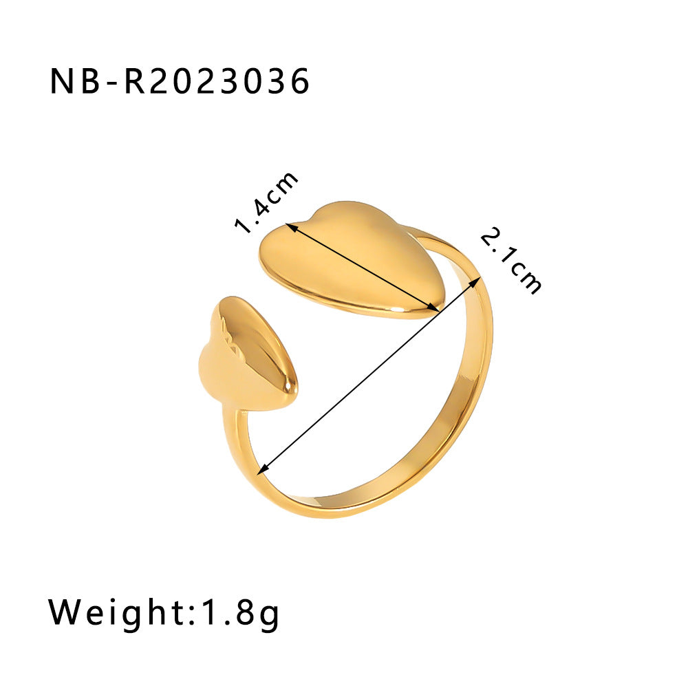 Wholesale Stainless Steel Open Ring Heart Shape Geometric Titanium Steel Ring ACC-RS-Xiny001