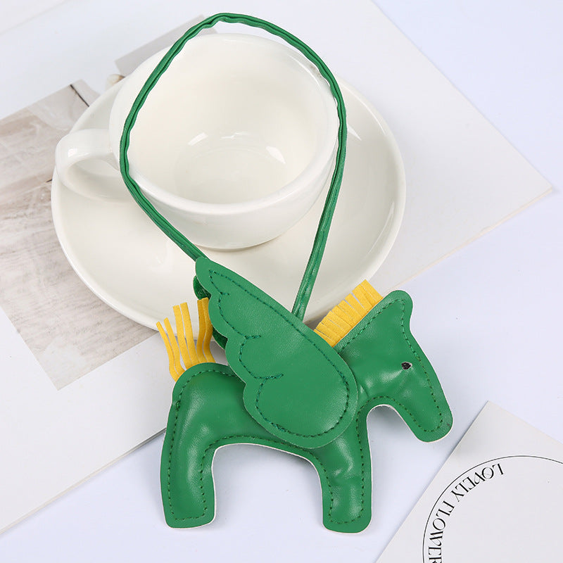 Wholesale Cute Pegasus Pendant PU Leather Camel Keychain