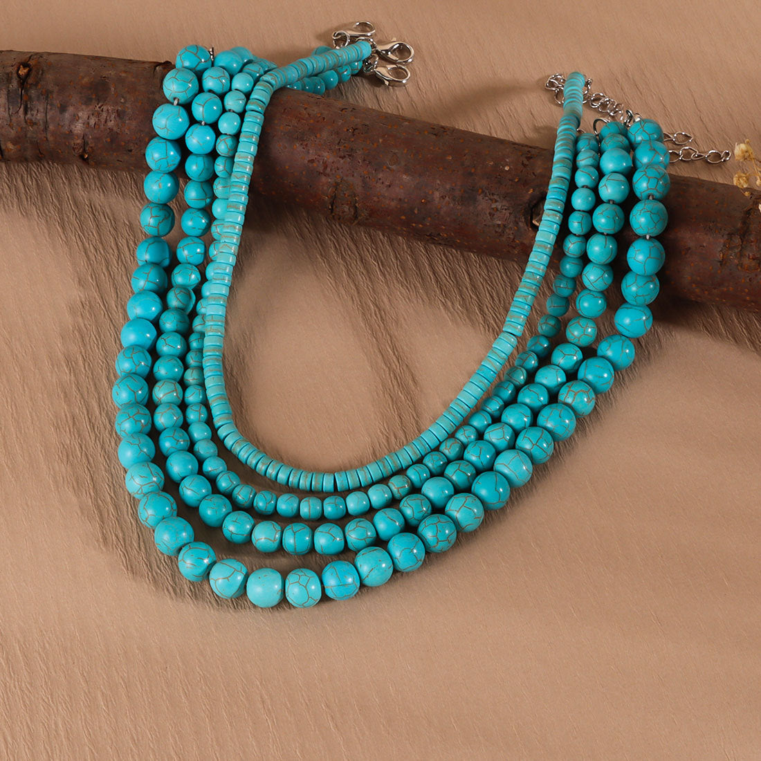 Wholesale Zinc Alloy Turquoise Beaded Necklace Retro Fairy Style Jewelry Accessory