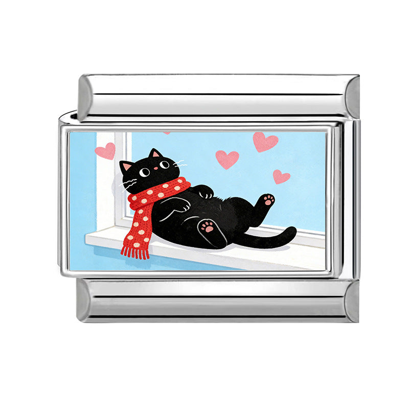 Wholesale Cat Theme DIY Modular Bracelet Stainless Steel Fashion Jewelry Accessory Gift